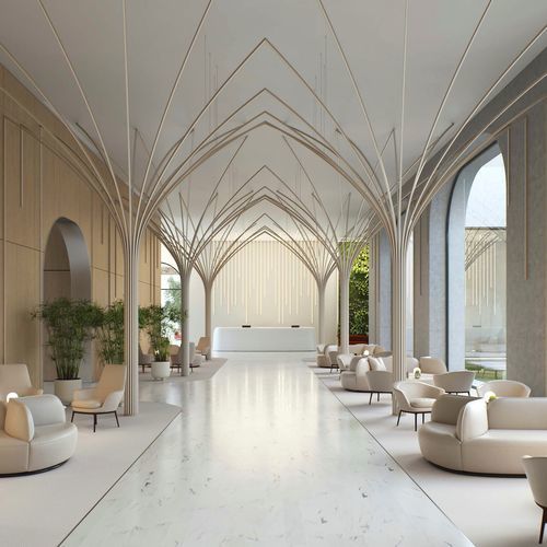 Scultura in alluminio - PALMS PROJECT - KISSA LAMPS - a pavimento / per hotel / per ristorante