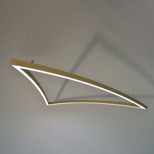 Lampada a sospensione - DELTA - KISSA LAMPS - in alluminio estruso / impiallacciata in legno / design originale