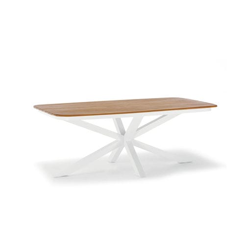 Tavolo contemporaneo - CROSS  - GRATTONI S.R.L. - in teak / con supporto in alluminio / rettangolare