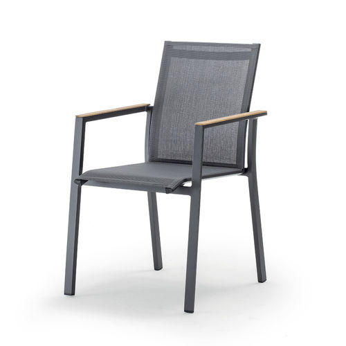 Sedia contemporanea - ALPHA  - GRATTONI S.R.L. - da esterno / in teak / in Textilene®