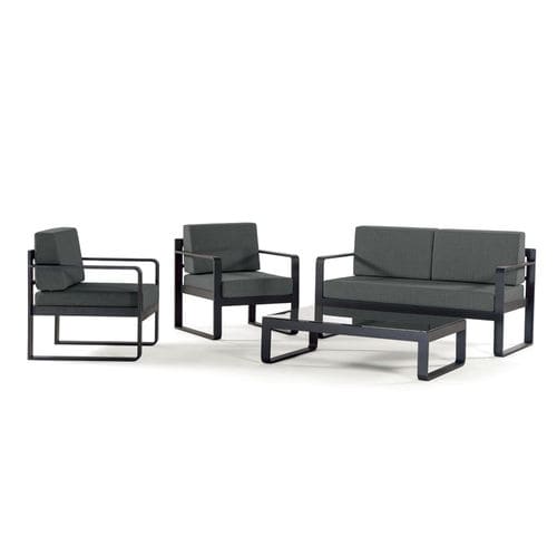 Set lounge da giardino contemporaneo - CAPRI SET - GRATTONI S.R.L. - in alluminio / in vetro / in tessuto acrilico