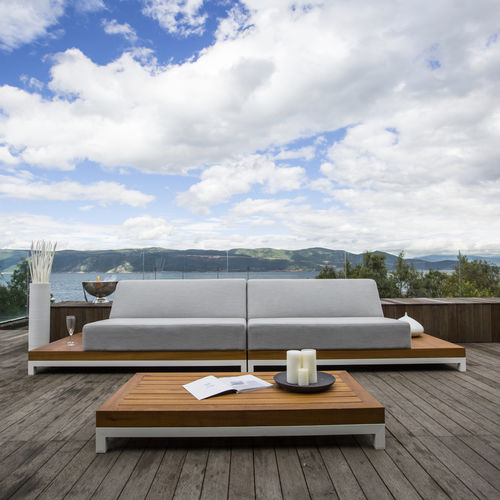 Set lounge da giardino contemporaneo - IVORY  - GRATTONI S.R.L. - in alluminio / in teak / in Sunbrella®