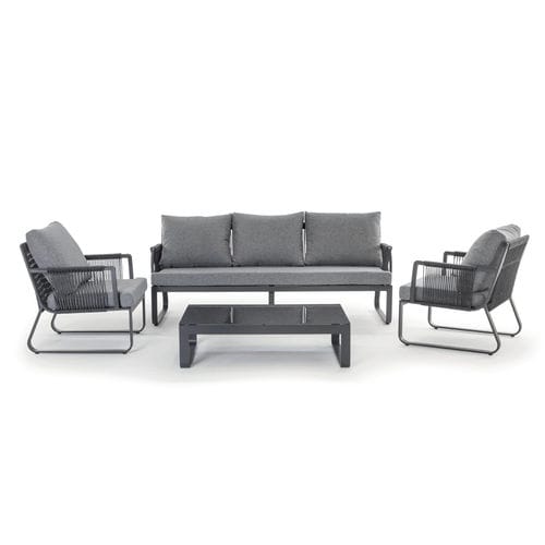 Set lounge da giardino contemporaneo - JAMAICA - GRATTONI S.R.L. - in alluminio / in vetro / in tessuto acrilico