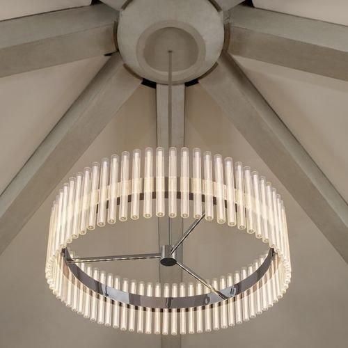 Lampadario contemporaneo - AURORA RING - Lee Broom - in vetro / in acciaio inossidabile lucido / tubolare