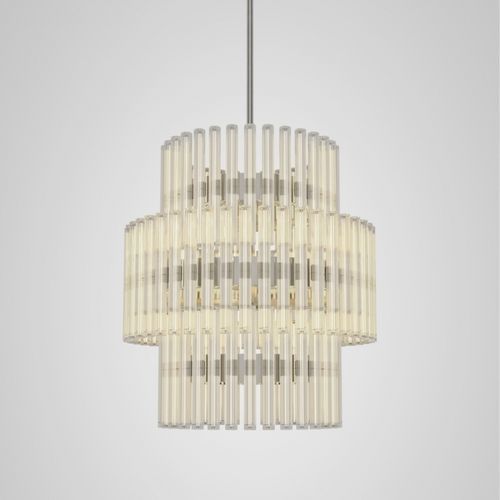 Lampadario contemporaneo - AURORA 3 TIER LARGE - Lee Broom - in vetro / in acciaio inossidabile lucido / tubolare