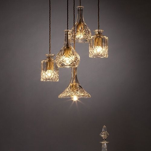 Lampada a sospensione - DECANTERLIGHT - Lee Broom - in acciaio / in ottone spazzolato / in cristallo