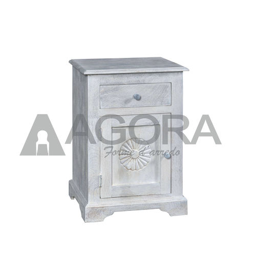 Comodino classico - WHITE SUN - AGORA' SRL - in legno massiccio / con supporto in legno massiccio / quadrato