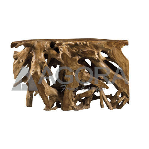 Consolle design organico - ROOTS  - AGORA' SRL - in teak / con supporto in teak / rettangolare