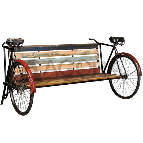 Panca design originale - BIKE  - AGORA' SRL - in legno massiccio / in metallo verniciato / con schienale
