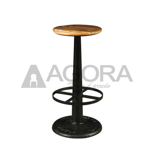 Sgabello da bar classico - SINGHER  - AGORA' SRL - in legno massiccio / con supporto in metallo verniciato / con base centrale