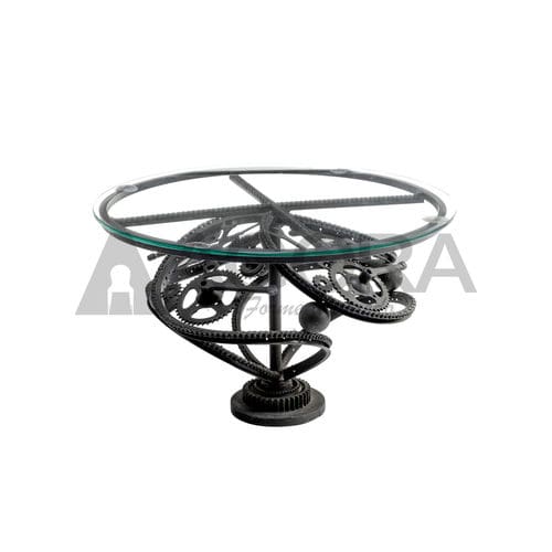 Tavolino basso design originale - STREET  - AGORA' SRL - in vetro / con supporto in metallo / rotondo