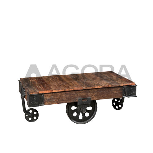 Tavolino basso design originale - RAILWAYS  - AGORA' SRL - in legno massiccio / con supporto in metallo / rettangolare