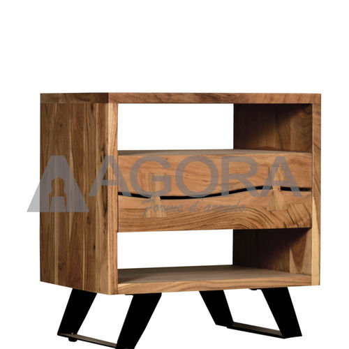 Comodino contemporaneo - FOSTER - AGORA' SRL - in legno massiccio / con supporto in metallo verniciato / rettangolare