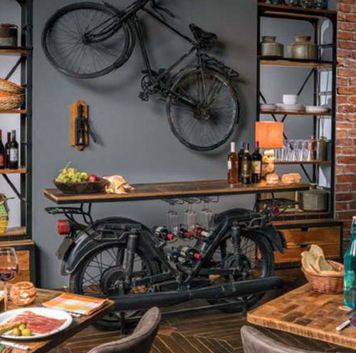 Consolle design originale - MOTORDOUBLE  - AGORA' SRL - in legno massiccio / con supporto in metallo laccato / con base in materiali riciclati