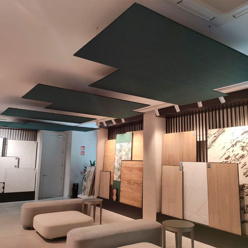 Pannello acustico per soffitto - ECOcloud - Aistec - sospeso / in PET / rettangolare