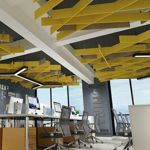 Baffle acustico in fibra di poliestere - CROSS - Acoustic.ae - in PET / sospeso / da soffitto