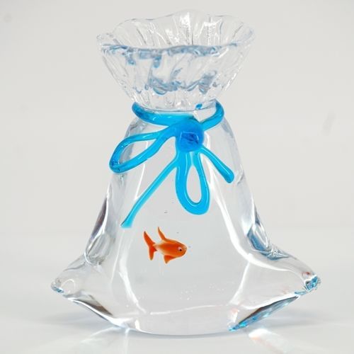 Scultura in vetro di Murano - Mini aquarium  - Wave Murano Glass srl - da appoggio / incolore / animale
