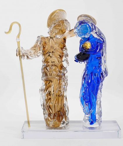 Scultura in vetro di Murano - Holy Family - Wave Murano Glass srl - in oro / da appoggio / arte figurativa