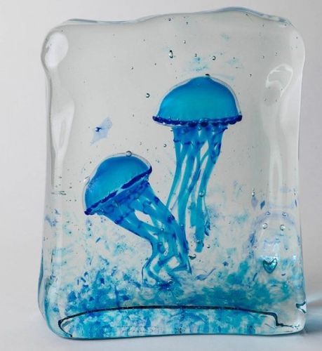 Scultura in vetro di Murano - Aquarium  - Wave Murano Glass srl - in vetro soffiato / da appoggio / multicolore