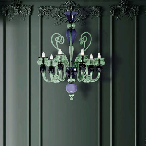 Lampadario contemporaneo - SIBELIUS - Wave Murano Glass srl - in vetro di Murano / in vetro soffiato / da 6 lampadine