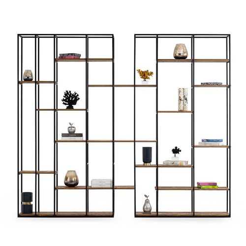 Libreria contemporanea - IRMAK - NDESIGN - in legno massiccio / in metallo / nera