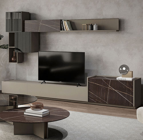 Parete attrezzata TV contemporaneo - RUBY  - NDESIGN - in legno / in marmo / con vano contenitore