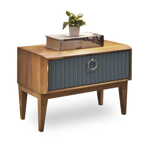 Comodino contemporaneo - Secret - NDESIGN - impiallacciato in legno / in metallo / con supporto in legno impiallacciato