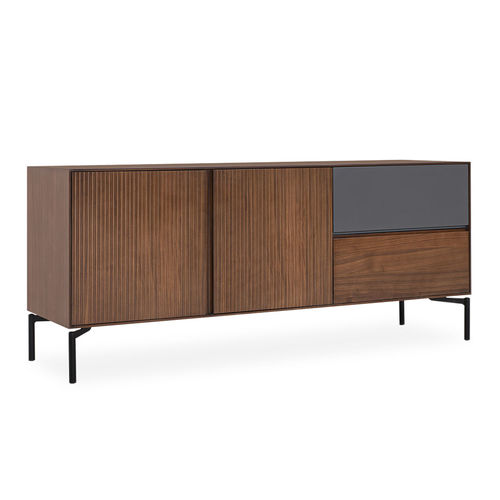Consolle contemporanea - pecan - NDESIGN - impiallacciata in legno / con supporto in metallo / rettangolare