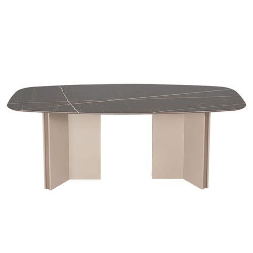 Tavolo contemporaneo - Ruby  - NDESIGN - in vetro / in marmo / con supporto in metallo