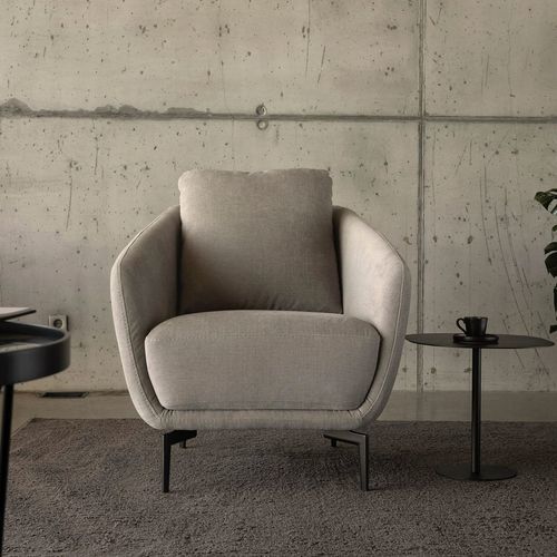 Poltrona contemporanea - MK.1977 - MOORKI - in tessuto / in pelle / grigia