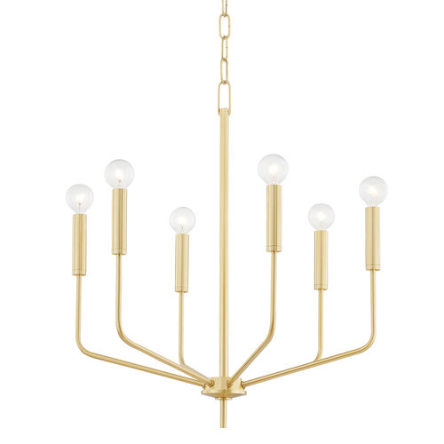 Lampadario contemporaneo - BAILEY - Mitzi - in ottone / da 6 lampadine / a candelabro