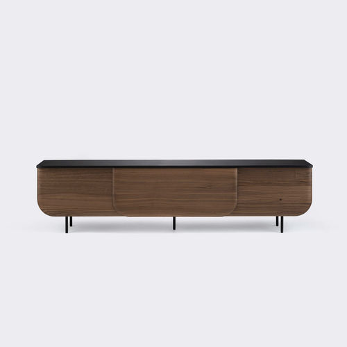 Credenza contemporanea - BLOOM - Milla & Milli - in noce / in acciaio / con porta scorrevole