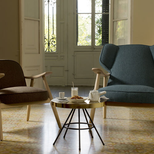 Tavolino basso contemporaneo - Basic - Lagranja Collection - in rovere / in ottone / in ferro