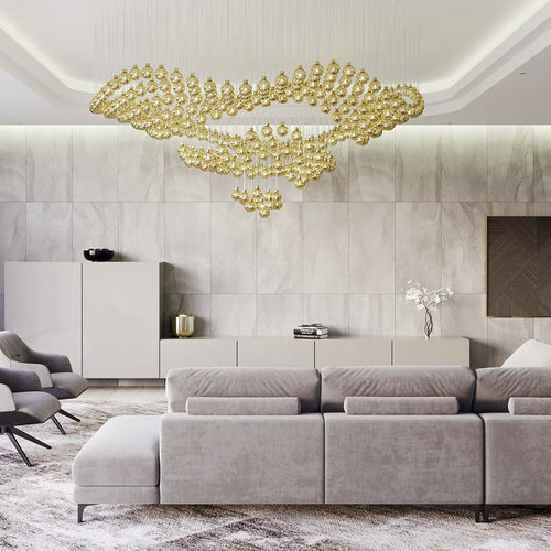 Lampadario contemporaneo - TWINKLE - Sans Souci s r.o. - in cristallo / in vetro sabbiato / in metallo