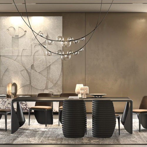 Tavolo da pranzo contemporaneo - MANTIS  - Rivethel Guild srl - in rovere / in noce americano / con supporto in quercia