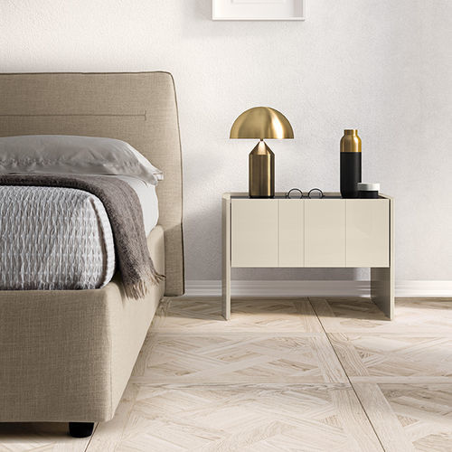 Comodino contemporaneo - GOLD - Kico srl - in pelle / in vetro / in pietra sinterizzata