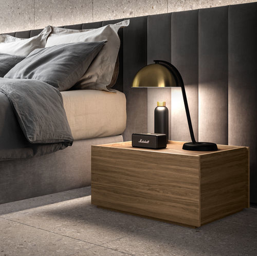 Comodino contemporaneo - COSMO - Kico srl - in noce / in pelle / in vetro