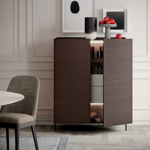 Credenza con alzata contemporanea - VIKI - Kico srl - in vetro / in rovere / in legno laccato