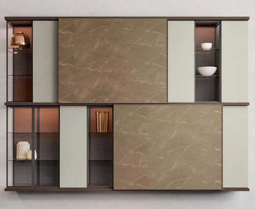 Parete attrezzata per soggiorno contemporanea - FLOATING SYSTEM - Kico srl - in rovere / in legno laccato opaco / in noce