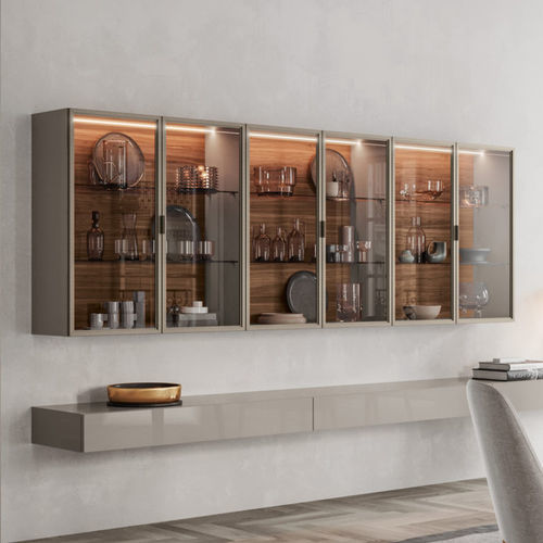 Credenza con alzata contemporanea - FORTY-FIVE - Kico srl - in noce / in vetro / in melaminico