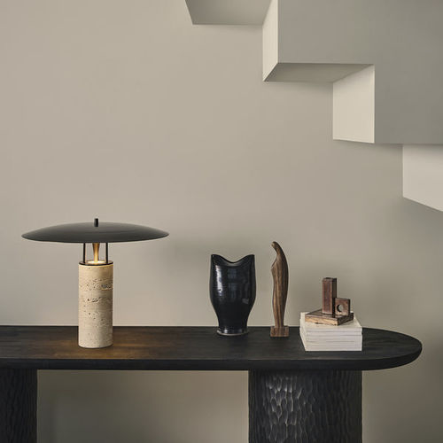 Lampada da tavolo - LUNA  - J. Adams & Co. - in ottone / in pietra naturale / in travertino