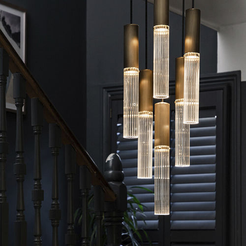 Lampada a sospensione - FLUME  - J. Adams & Co. - in ottone / in vetro smerigliato / contemporanea