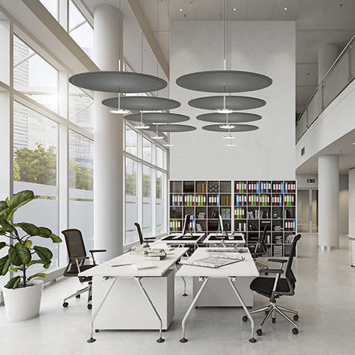 Lampada acustica - SKY SOUND - Pablo Designs - a sospensione / in alluminio lucido / in PET
