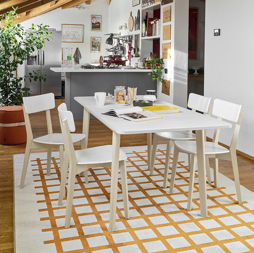 Tavolo contemporaneo - DINE - Connubia - in legno laccato / in melaminico / con supporto in legno