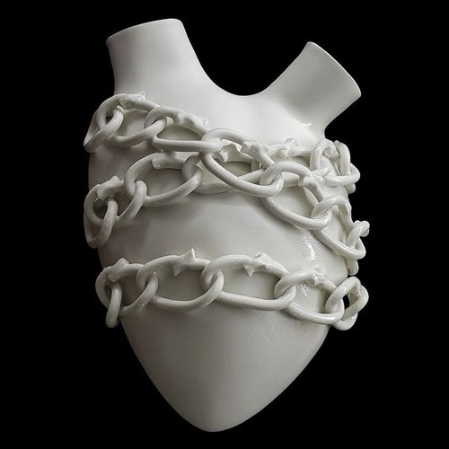 Vaso contemporaneo - CHAINS - ELICA STUDIO - in porcellana / per muro / fatto a mano