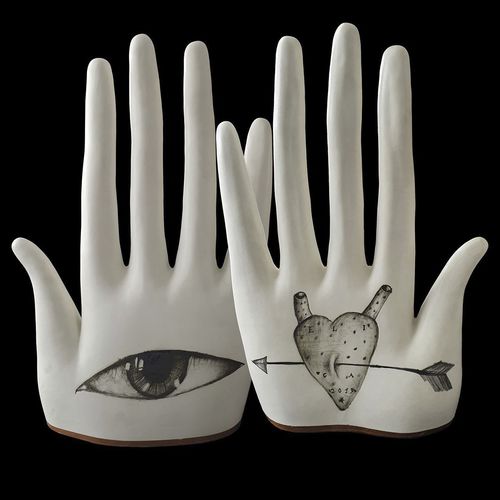 Scultura in porcellana - BIG EYE - ELICA STUDIO - fatta a mano / da appoggio / contract