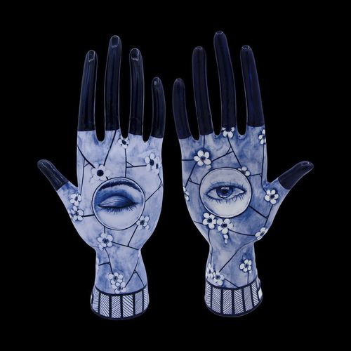 Scultura in porcellana - BLUE EYE - ELICA STUDIO - fatta a mano / Made in Italy / da appoggio