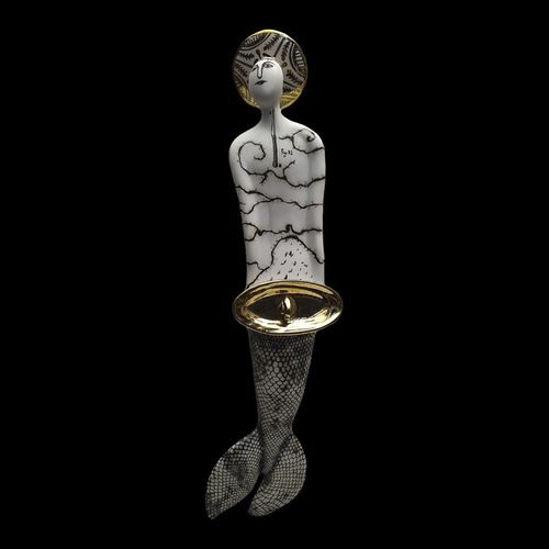 Scultura in porcellana - SYS 22 PENIS - ELICA STUDIO - in porcellana dorata / fatta a mano / Made in Italy