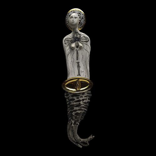 Scultura in porcellana - SYS 22 VAGINA - ELICA STUDIO - in porcellana dorata / fatta a mano / Made in Italy