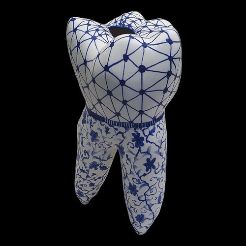 Vaso contemporaneo - DPM 22 BLU - ELICA STUDIO - in porcellana / fatto a mano / Made in Italy